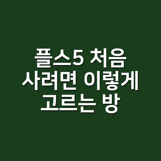 플스5 처음 사려면 이렇게 고르는 방법 - 요약