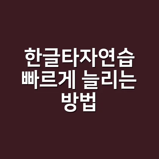 한글타자연습 빠르게 늘리는 방법, 초보자는 이렇게 시작하세요 - 요약