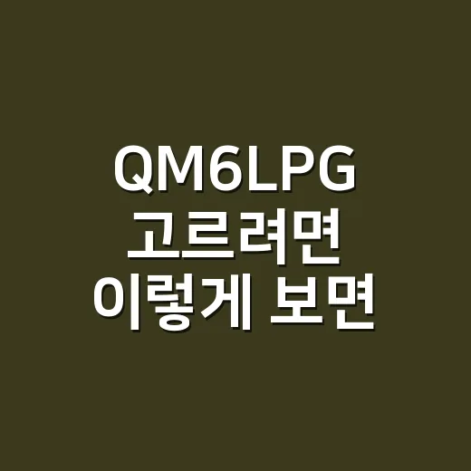 QM6LPG 고르려면 이렇게 보면 됩니다: 유지비부터 트림 선택까지 - 요약