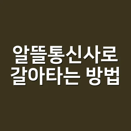 알뜰통신사로 갈아타는 방법, 초보자가 놓치기 쉬운 체크포인트 - 요약