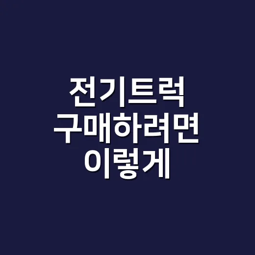 전기트럭 구매하려면 이렇게 따져보면 실패가 적습니다 - 요약