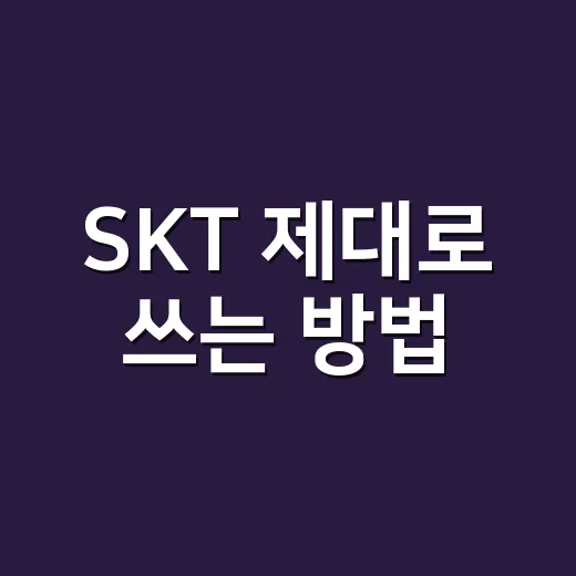SKT 제대로 쓰는 방법, 요금제부터 멤버십까지 손해 줄이는 선택법 - 요약