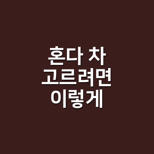 혼다 차 고르려면 이렇게 비교하면 실패가 줄어듭니다 - 요약