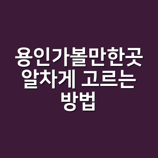 용인가볼만한곳 알차게 고르는 방법, 당일치기 코스까지 - 요약