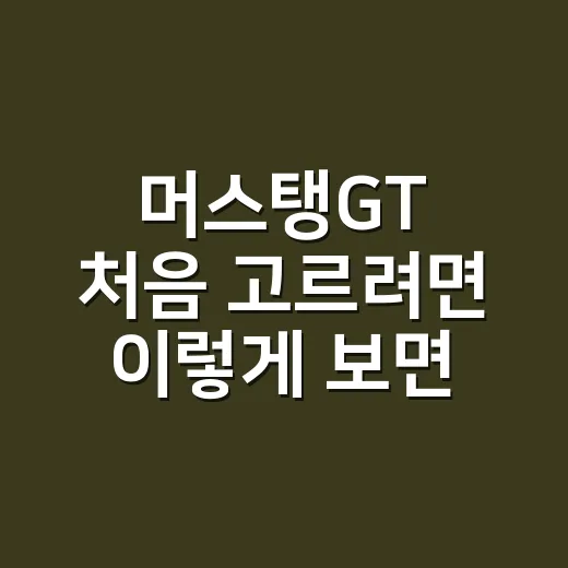 머스탱GT 처음 고르려면 이렇게 보면 됩니다 - 요약