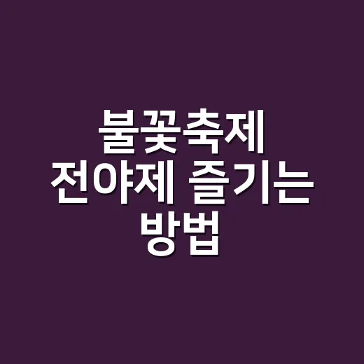 불꽃축제 전야제 즐기는 방법, 사람 많은 날 덜 지치게 다녀오려면 이렇게 - 요약