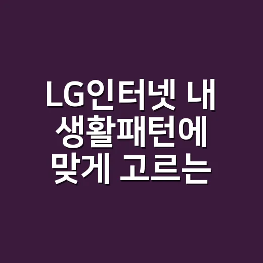 LG인터넷 내 생활패턴에 맞게 고르는 방법 - 요약