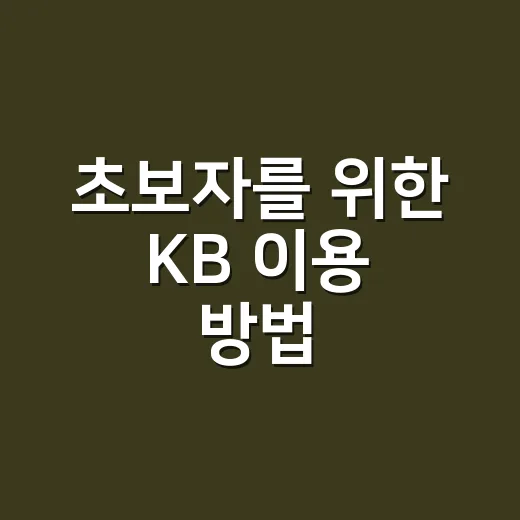 초보자를 위한 KB 이용 방법, 앱부터 혜택 확인까지 쉽게 시작하기 - 요약