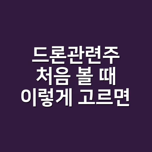드론관련주 처음 볼 때 이렇게 고르면 덜 흔들립니다 - 요약
