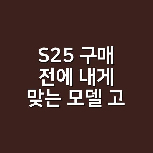 S25 구매 전에 내게 맞는 모델 고르는 방법 - 요약