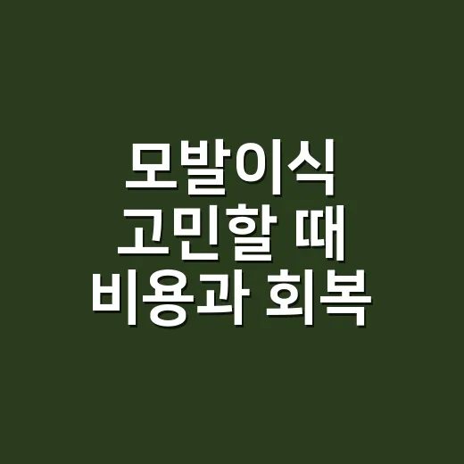 모발이식 고민할 때 비용과 회복 기간 확인하는 방법 - 요약