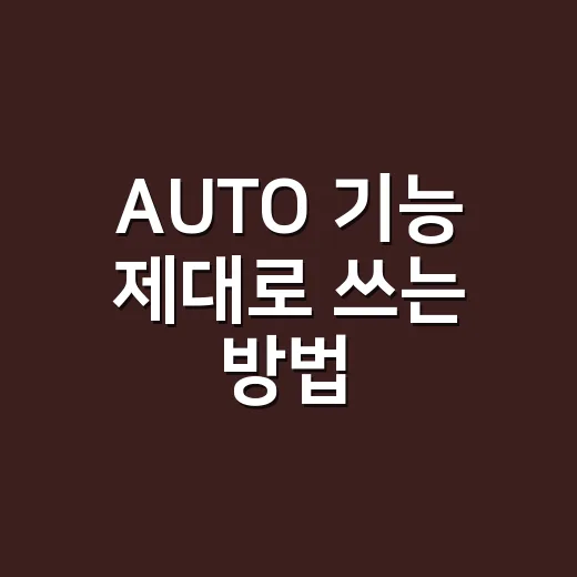 AUTO 기능 제대로 쓰는 방법, 운전할 때 헷갈리는 버튼 이렇게 쓰면 됩니다 - 요약