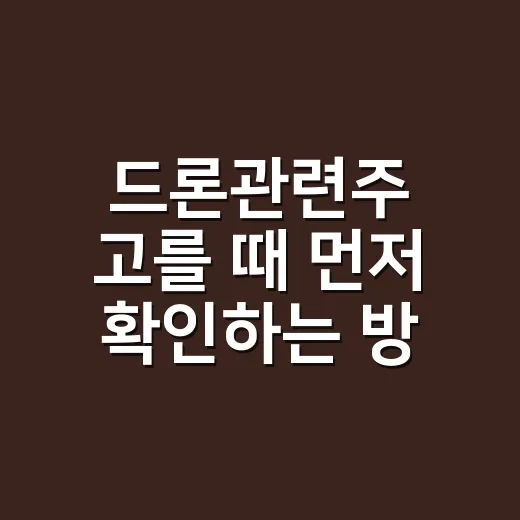 드론관련주 고를 때 먼저 확인하는 방법 - 요약