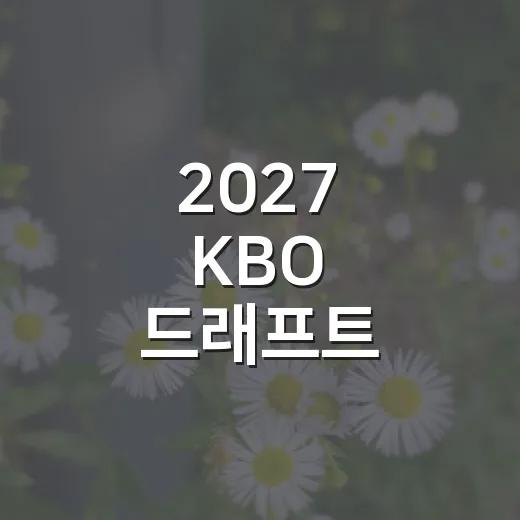 2027 KBO 드래프트 예상하려면 이렇게 보면 쉽다 - 요약