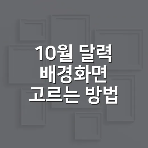 10월 달력 배경화면 고르는 방법, 예쁜 것보다 먼저 볼 기준 - 요약