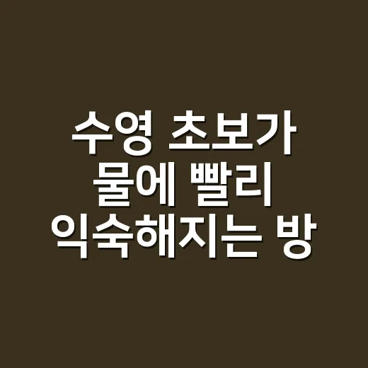 수영 초보가 물에 빨리 익숙해지는 방법 - 요약