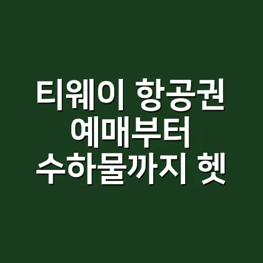 티웨이 항공권 예매부터 수하물까지 헷갈리지 않게 챙기는 방법 - 요약