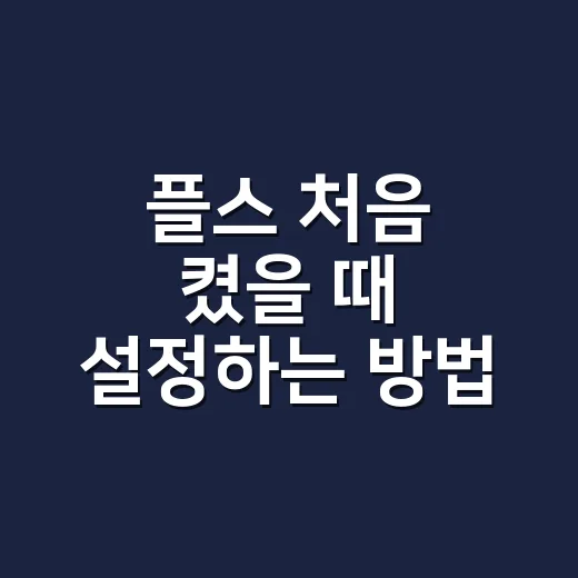 플스 처음 켰을 때 설정하는 방법 - 요약