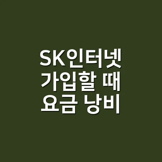SK인터넷 가입할 때 요금 낭비 줄이는 방법 - 요약