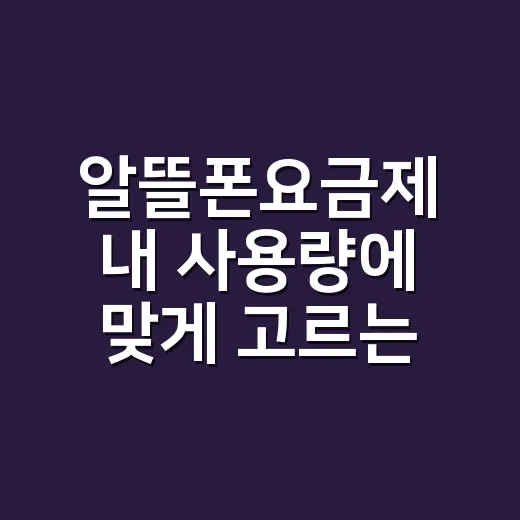 알뜰폰요금제 내 사용량에 맞게 고르는 방법 - 요약