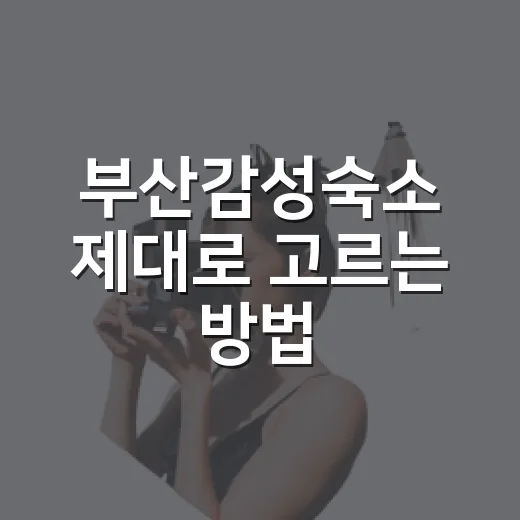 부산감성숙소 제대로 고르는 방법, 지역부터 옵션까지 이렇게 보면 편해요 - 요약