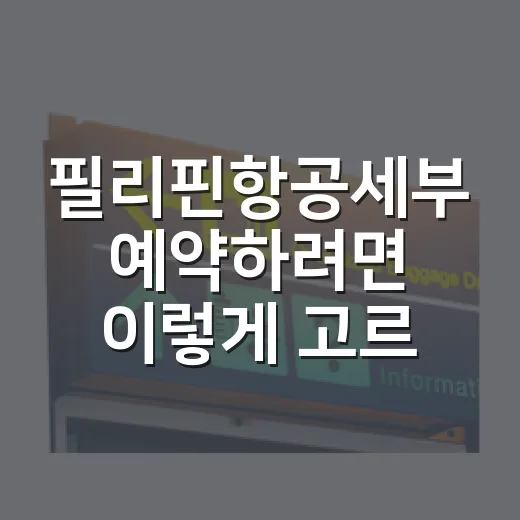 필리핀항공세부 예약하려면 이렇게 고르면 편합니다 - 요약