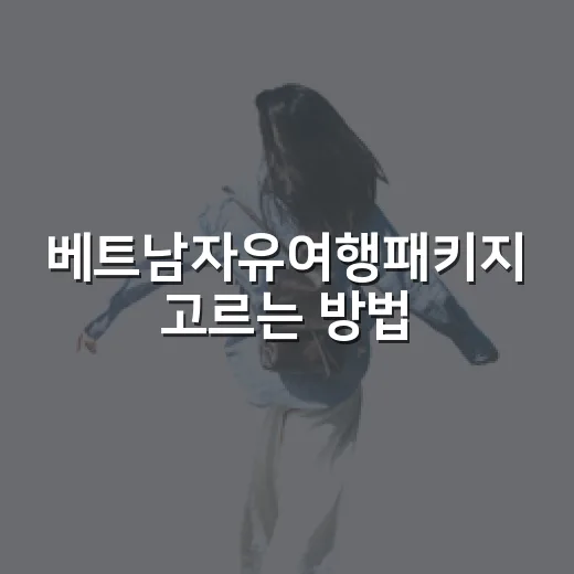 베트남자유여행패키지 고르는 방법, 초보자는 이렇게 보면 편해요 - 요약