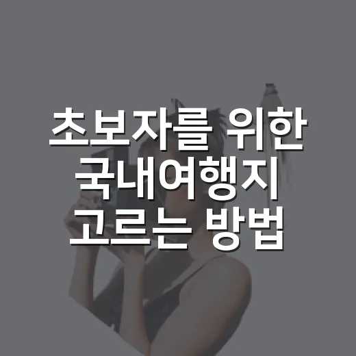 초보자를 위한 국내여행지 고르는 방법 - 요약
