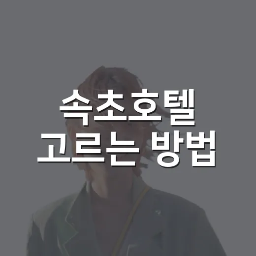 속초호텔 고르는 방법, 바다뷰부터 위치까지 초보자도 덜 헤매는 기준 - 요약