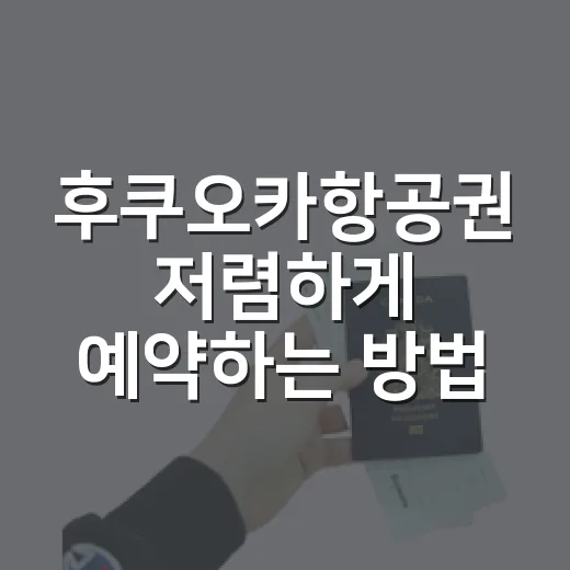 후쿠오카항공권 저렴하게 예약하는 방법, 초보자도 놓치기 쉬운 포인트 - 요약