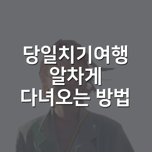 당일치기여행 알차게 다녀오는 방법, 초보자도 덜 피곤하게 움직이는 코스 짜기 - 요약