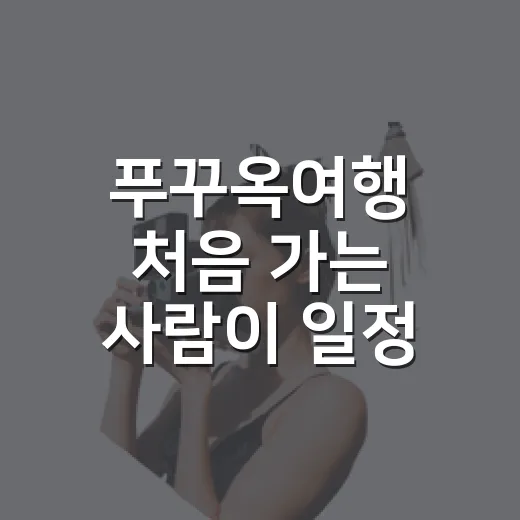 푸꾸옥여행 처음 가는 사람이 일정 짜는 방법 - 요약
