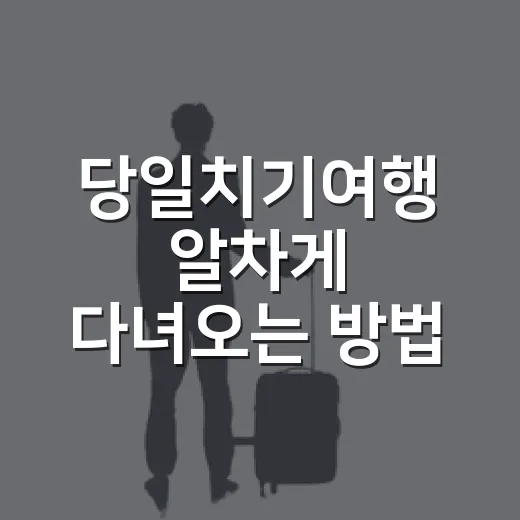 당일치기여행 알차게 다녀오는 방법, 초보자도 덜 피곤하게 움직이는 코스 짜기 - 요약