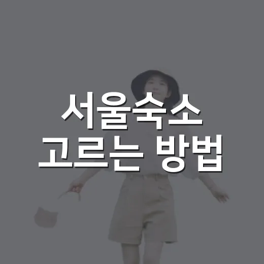 서울숙소 고르는 방법, 처음 가는 사람도 덜 헤매려면 이렇게 - 요약