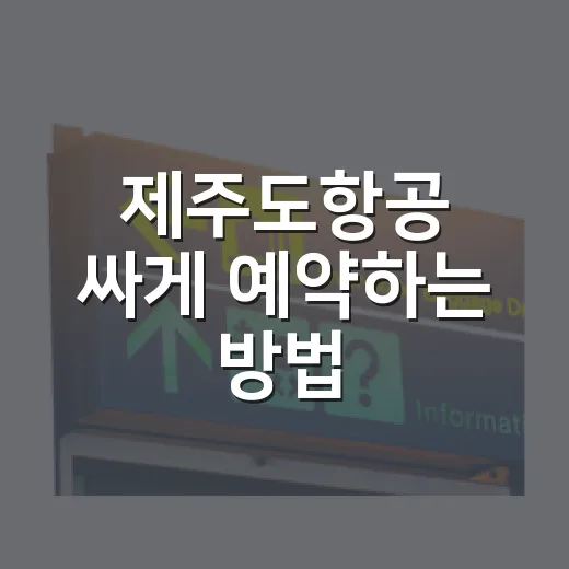 제주도항공 싸게 예약하는 방법, 초보자도 놓치기 쉬운 체크 포인트 - 요약