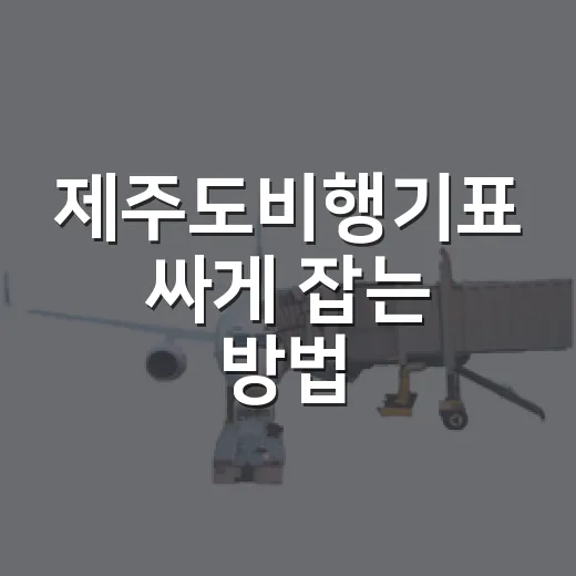 제주도비행기표 싸게 잡는 방법, 초보자도 놓치기 쉬운 예약 타이밍 - 요약