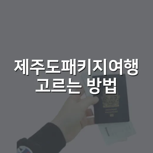 제주도패키지여행 고르는 방법, 초보자는 이렇게 비교하면 편합니다 - 요약