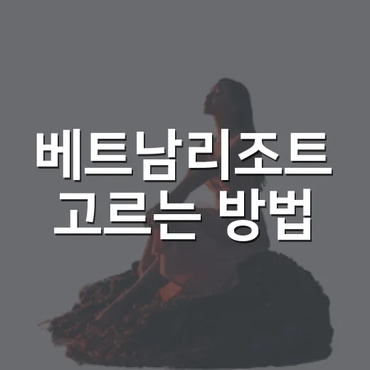 베트남리조트 고르는 방법, 초보 여행자는 이렇게 잡으면 편해요 - 요약