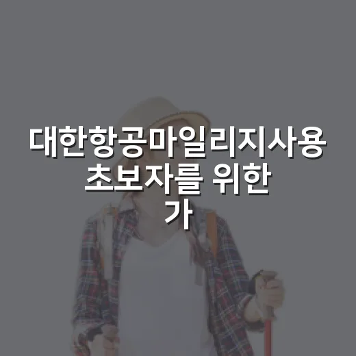 대한항공마일리지사용 초보자를 위한 가장 알뜰한 쓰는 방법 - 요약