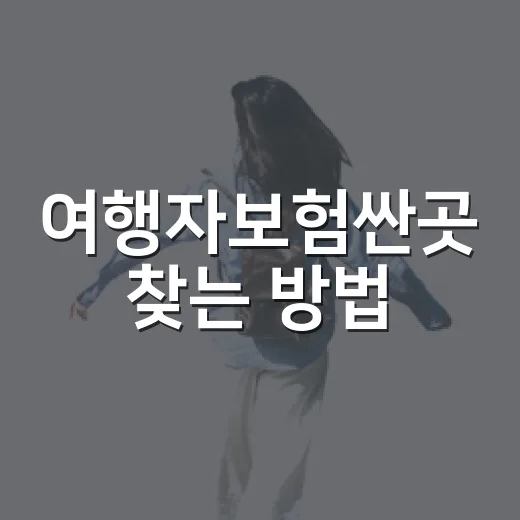 여행자보험싼곳 찾는 방법, 가격만 보지 말고 이렇게 고르세요 - 요약