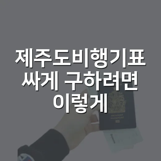 제주도비행기표 싸게 구하려면 이렇게 움직이면 됩니다 - 요약