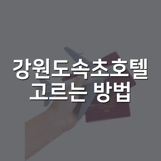 강원도속초호텔 고르는 방법, 바다뷰보다 먼저 보면 좋은 기준 - 요약