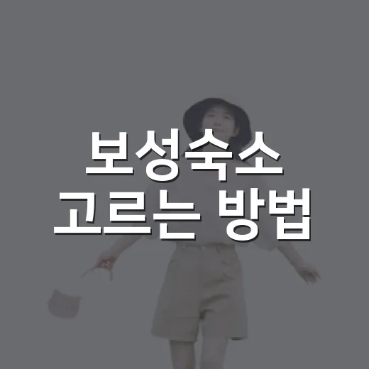 보성숙소 고르는 방법, 초보자는 동선부터 이렇게 잡으면 편해요 - 요약