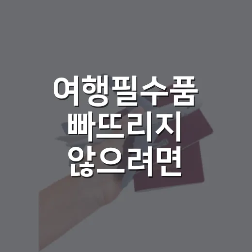 여행필수품 빠뜨리지 않으려면 이렇게 챙기면 편해요 - 요약