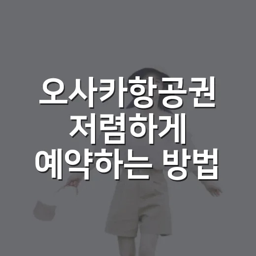 오사카항공권 저렴하게 예약하는 방법, 초보자도 실수 줄이는 순서 - 요약