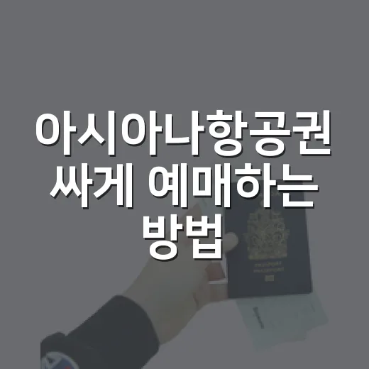 아시아나항공권 싸게 예매하는 방법, 초보자도 놓치기 쉬운 포인트 - 요약
