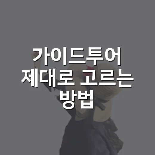 가이드투어 제대로 고르는 방법: 초보 여행자가 덜 헤매려면 이렇게 - 요약