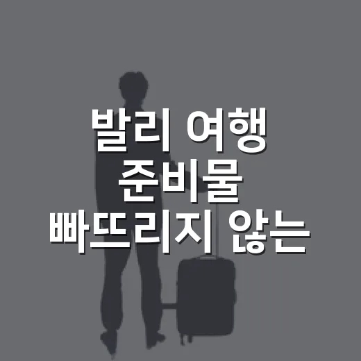 발리 여행 준비물 빠뜨리지 않는 방법 - 요약