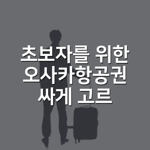 초보자를 위한 오사카항공권 싸게 고르는 방법 - 요약