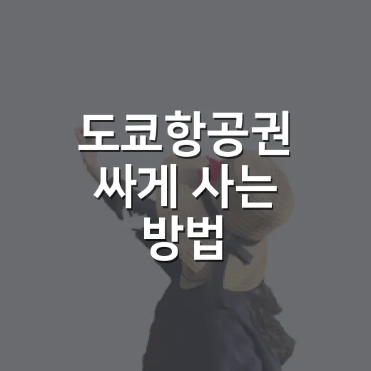 도쿄항공권 싸게 사는 방법, 초보자도 놓치기 쉬운 체크포인트 - 요약